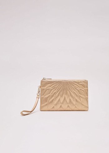 Phase Eight Gold Leather Crossover Stitch Bags Gold USA | 0319586-TV